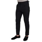 Dolce & Gabbana Black Wool Striped Chino Pants