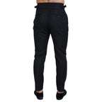 Dolce & Gabbana Black Wool Striped Chino Pants