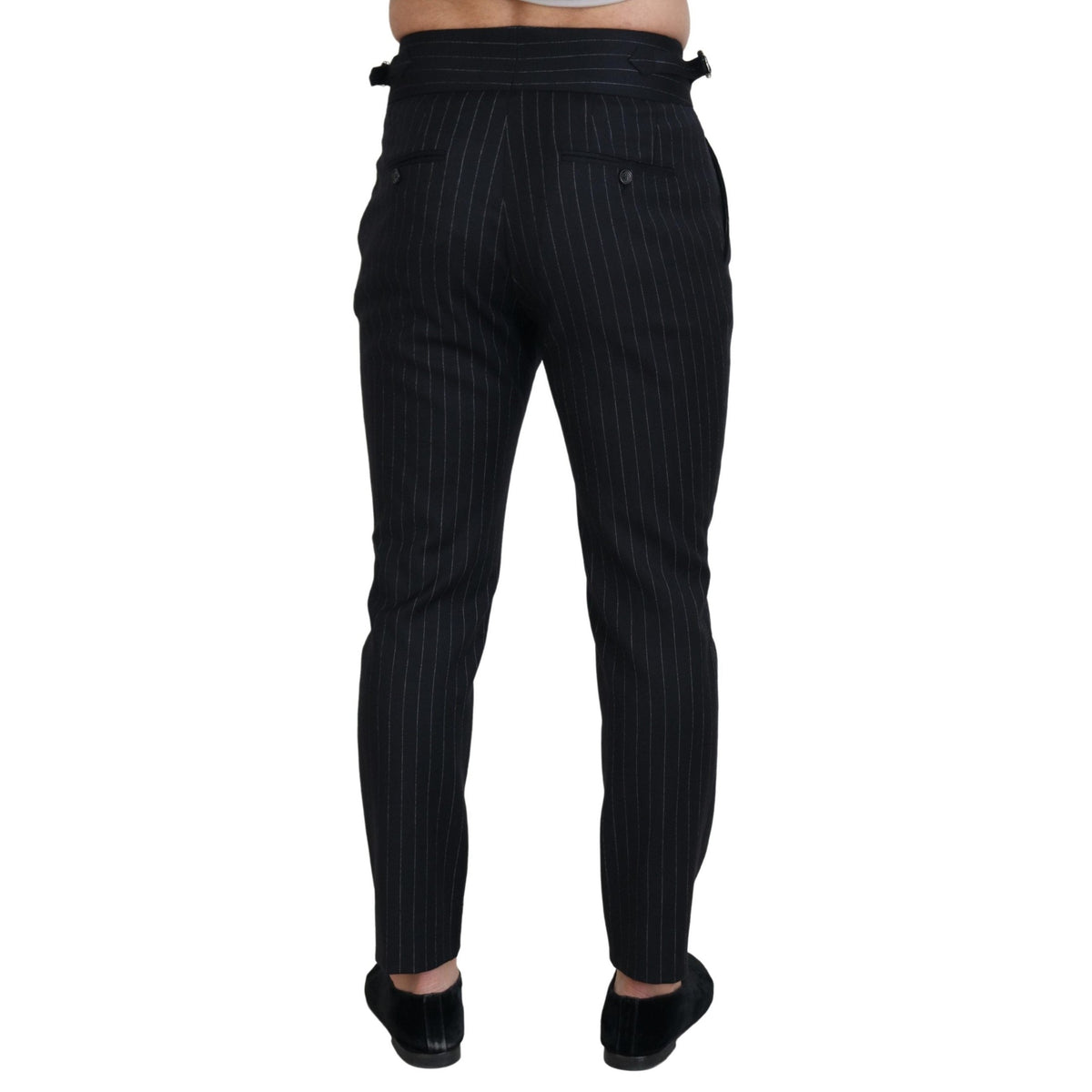 Dolce & Gabbana Black Wool Striped Chino Pants