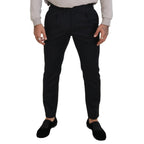 Dolce & Gabbana Black Wool Striped Chino Pants