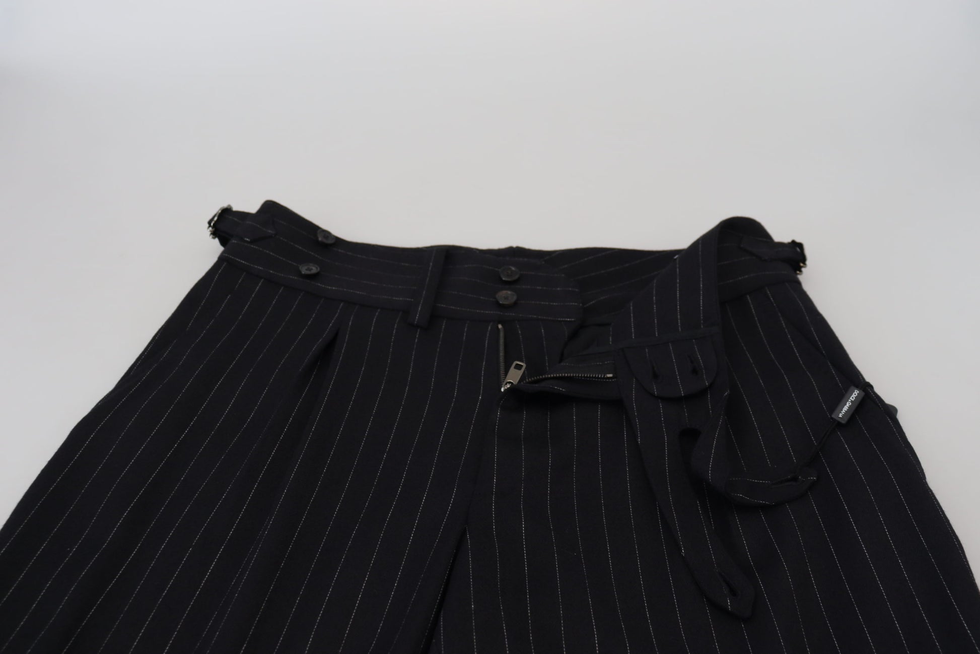 Dolce & Gabbana Black Wool Striped Chino Pants Dolce & Gabbana