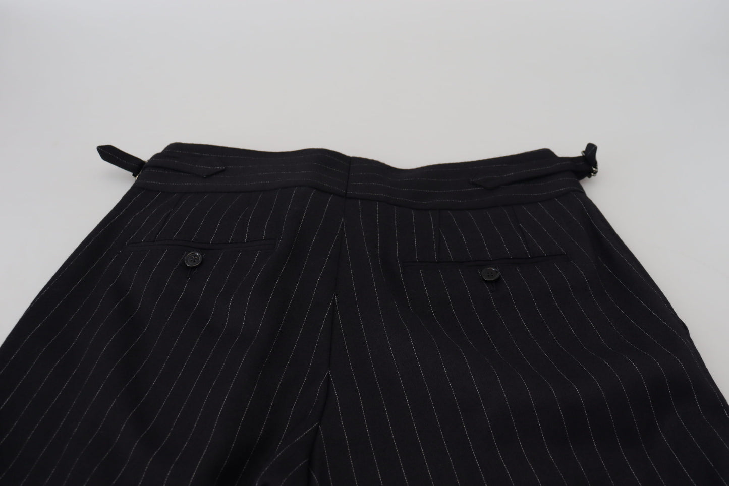 Dolce & Gabbana Black Wool Striped Chino Pants Dolce & Gabbana