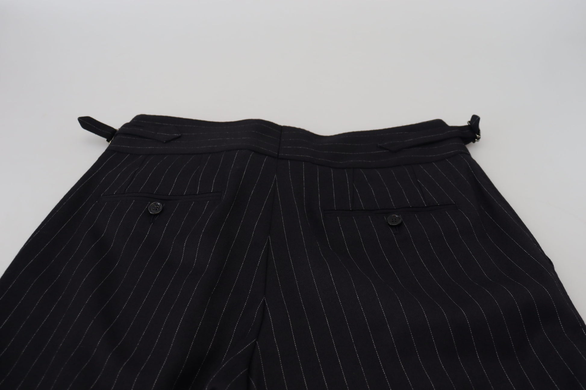Dolce & Gabbana Black Wool Striped Chino Pants Dolce & Gabbana