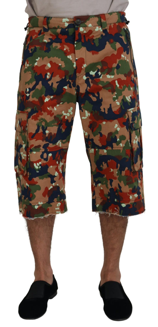 Dolce & Gabbana Multicolor Cotton Camouflaged Cargo Shorts Dolce & Gabbana