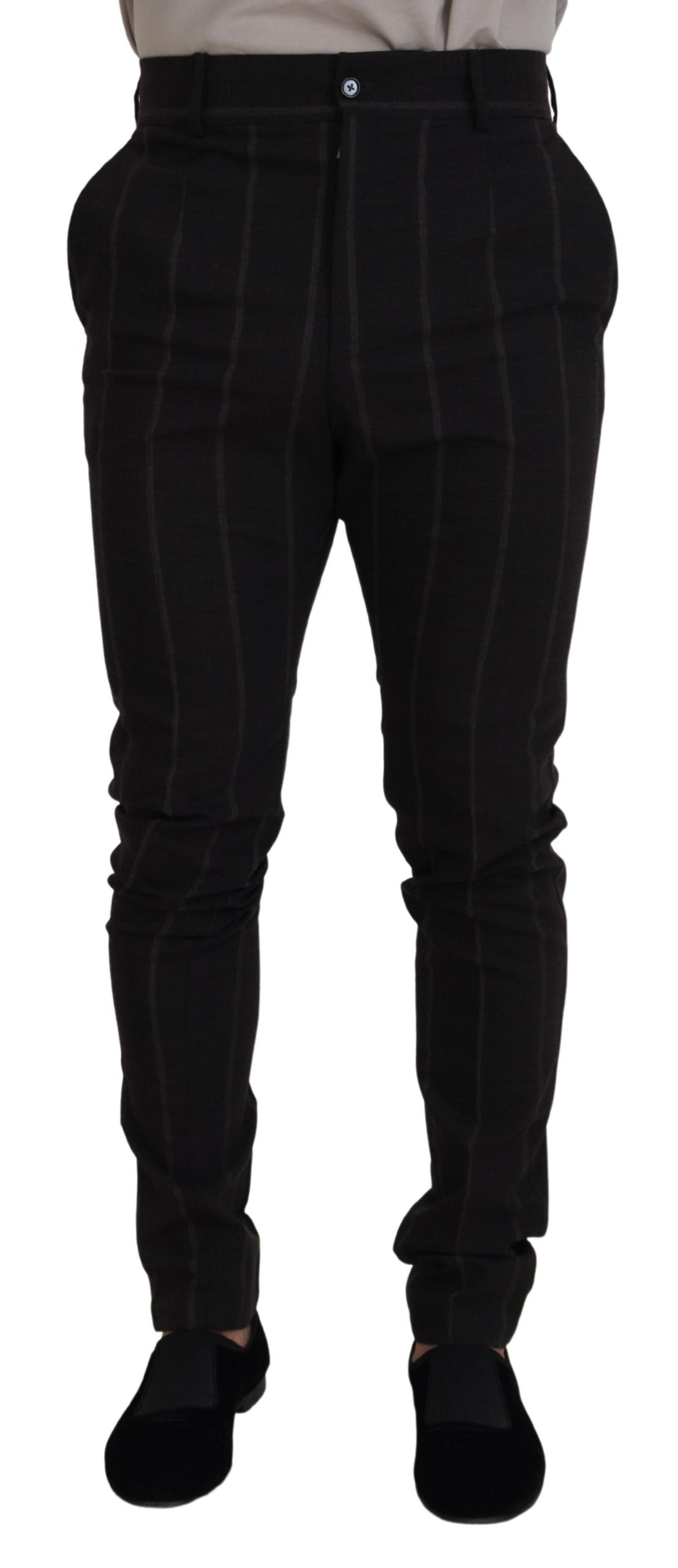 Dolce & Gabbana Black Wool Chino Formal Men Pants Dolce & Gabbana