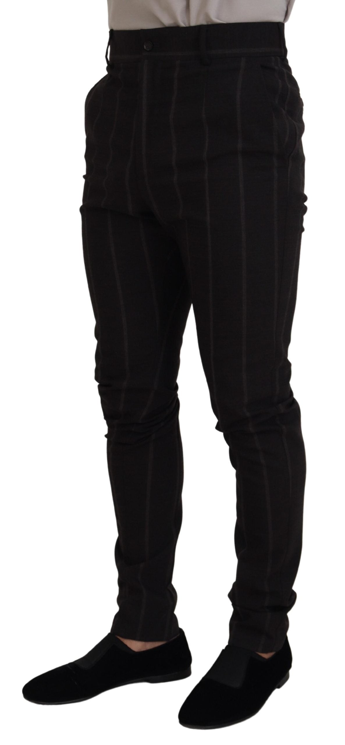 Dolce & Gabbana Black Wool Chino Formal Men Pants Dolce & Gabbana