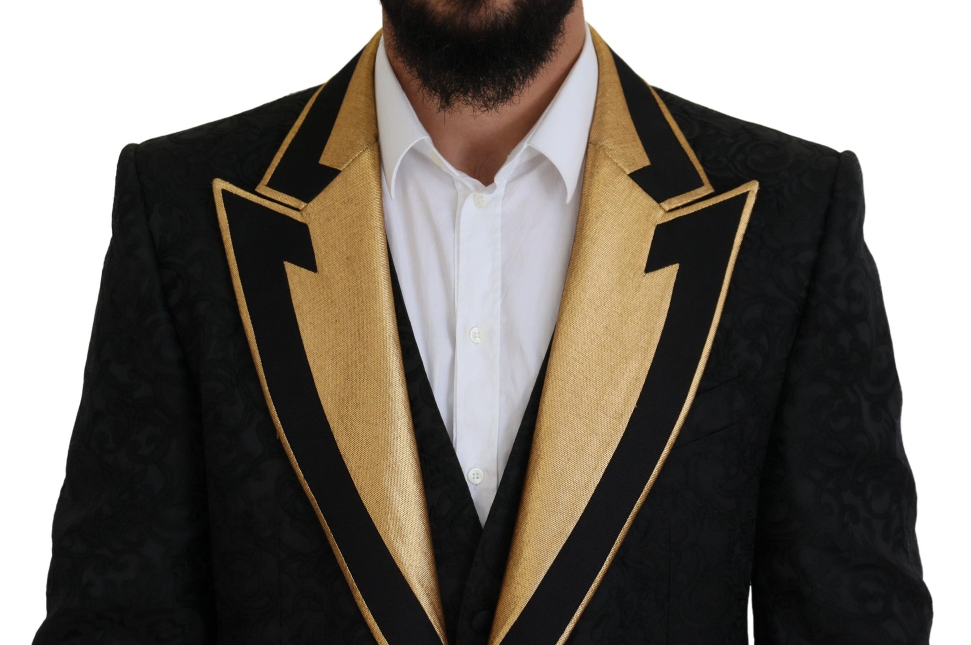 Dolce & Gabbana Black Gold Fantasy Tuxedo Slim Fit Suit Dolce & Gabbana