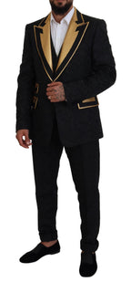 Dolce & Gabbana Black Gold Fantasy Tuxedo Slim Fit Suit Dolce & Gabbana