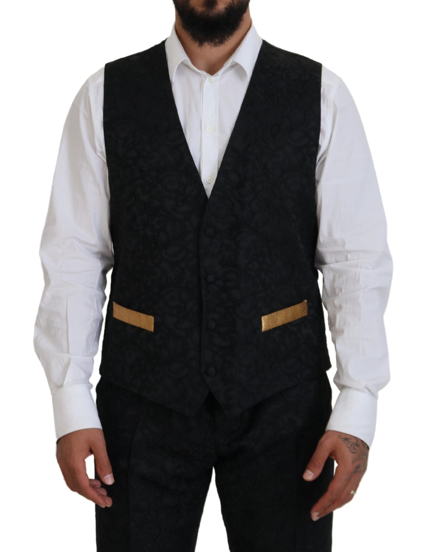 Dolce & Gabbana Black Gold Fantasy Tuxedo Slim Fit Suit Dolce & Gabbana