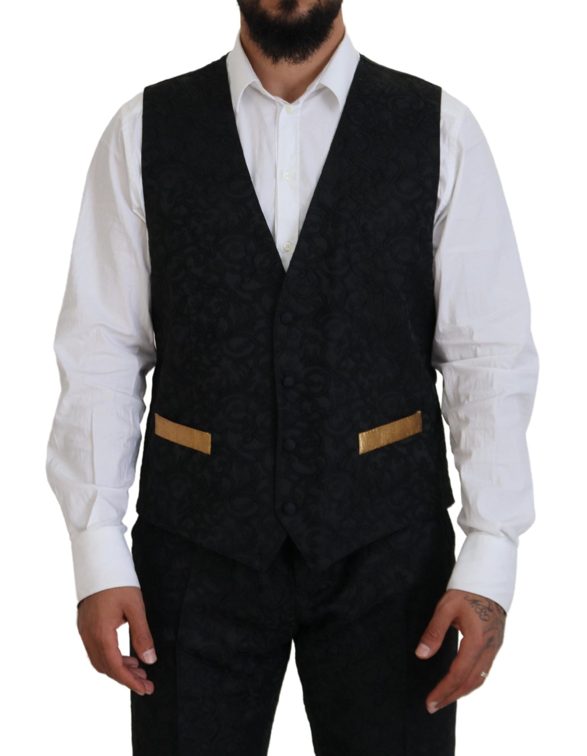Dolce & Gabbana Black Gold Fantasy Tuxedo Slim Fit Suit Dolce & Gabbana