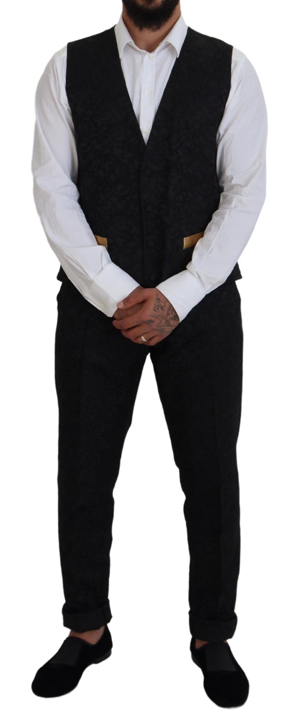 Dolce & Gabbana Black Gold Fantasy Tuxedo Slim Fit Suit Dolce & Gabbana