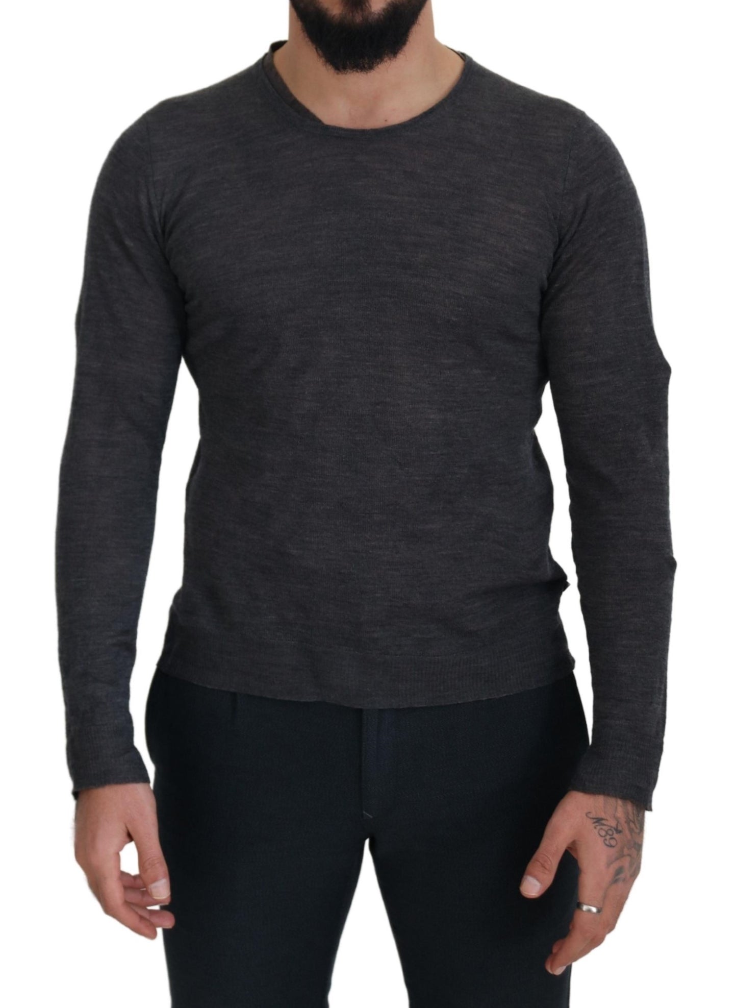 Costume National Gray Crewneck Pullover Sweater Costume National