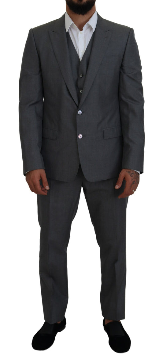 Dolce & Gabbana Gray MARTINI 3 Piece Slim Fit Suit Dolce & Gabbana