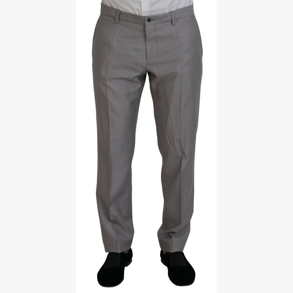 Dolce & Gabbana Silver Wool Silk 3 Piece Slim Fit Suit