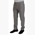 Dolce & Gabbana Silver Wool Silk 3 Piece Slim Fit Suit