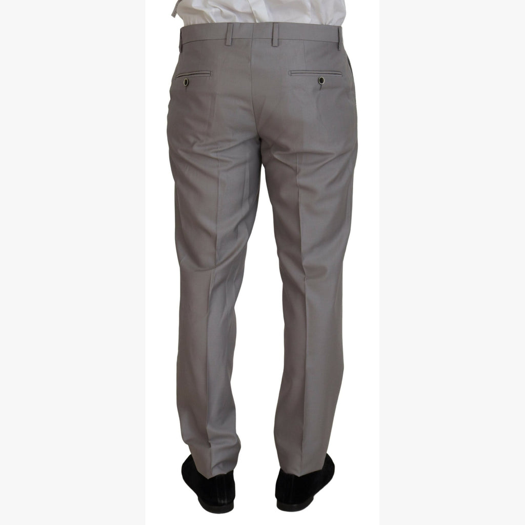 Dolce & Gabbana Silver Wool Silk 3 Piece Slim Fit Suit