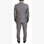 Dolce & Gabbana Silver Wool Silk 3 Piece Slim Fit Suit