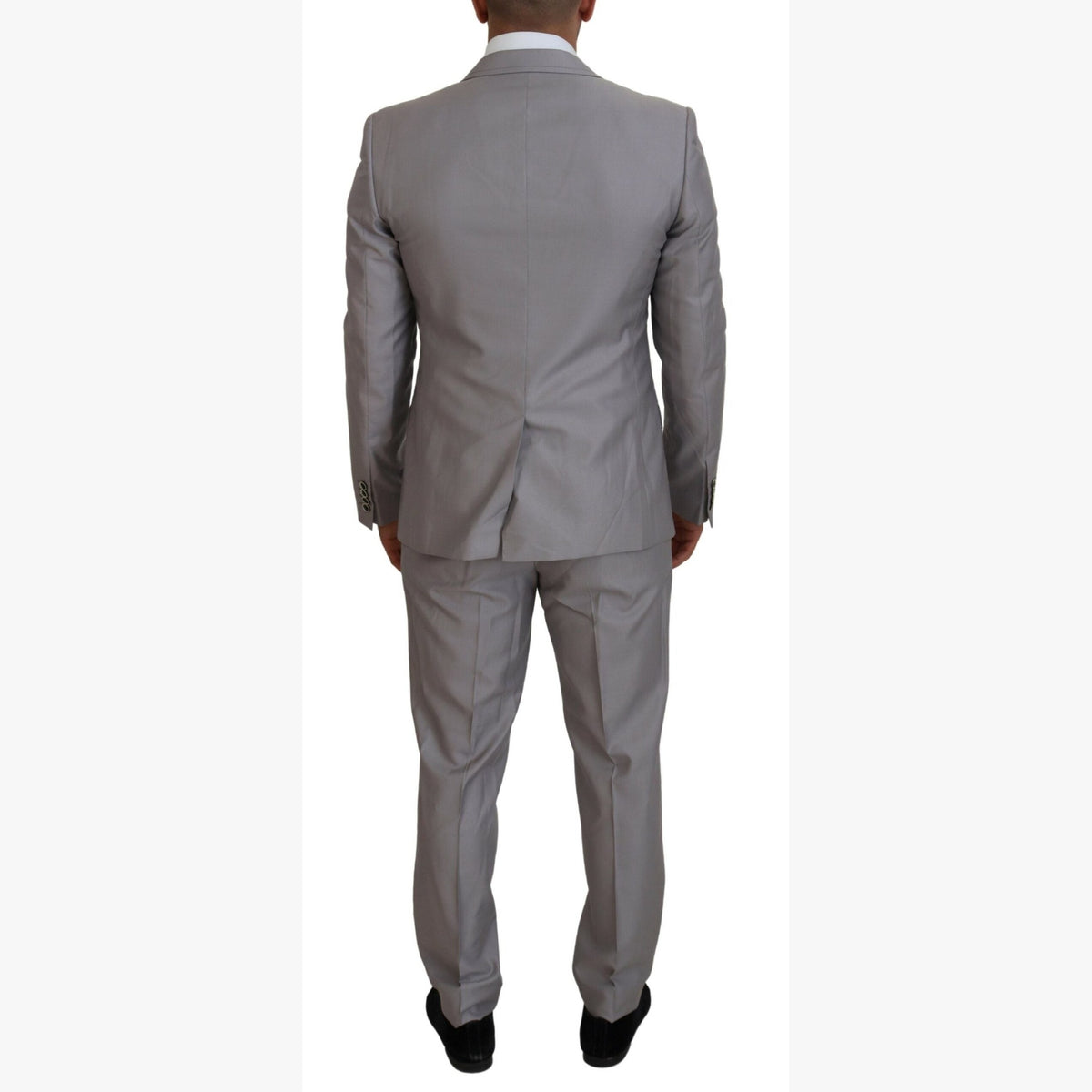 Dolce & Gabbana Silver Wool Silk 3 Piece Slim Fit Suit