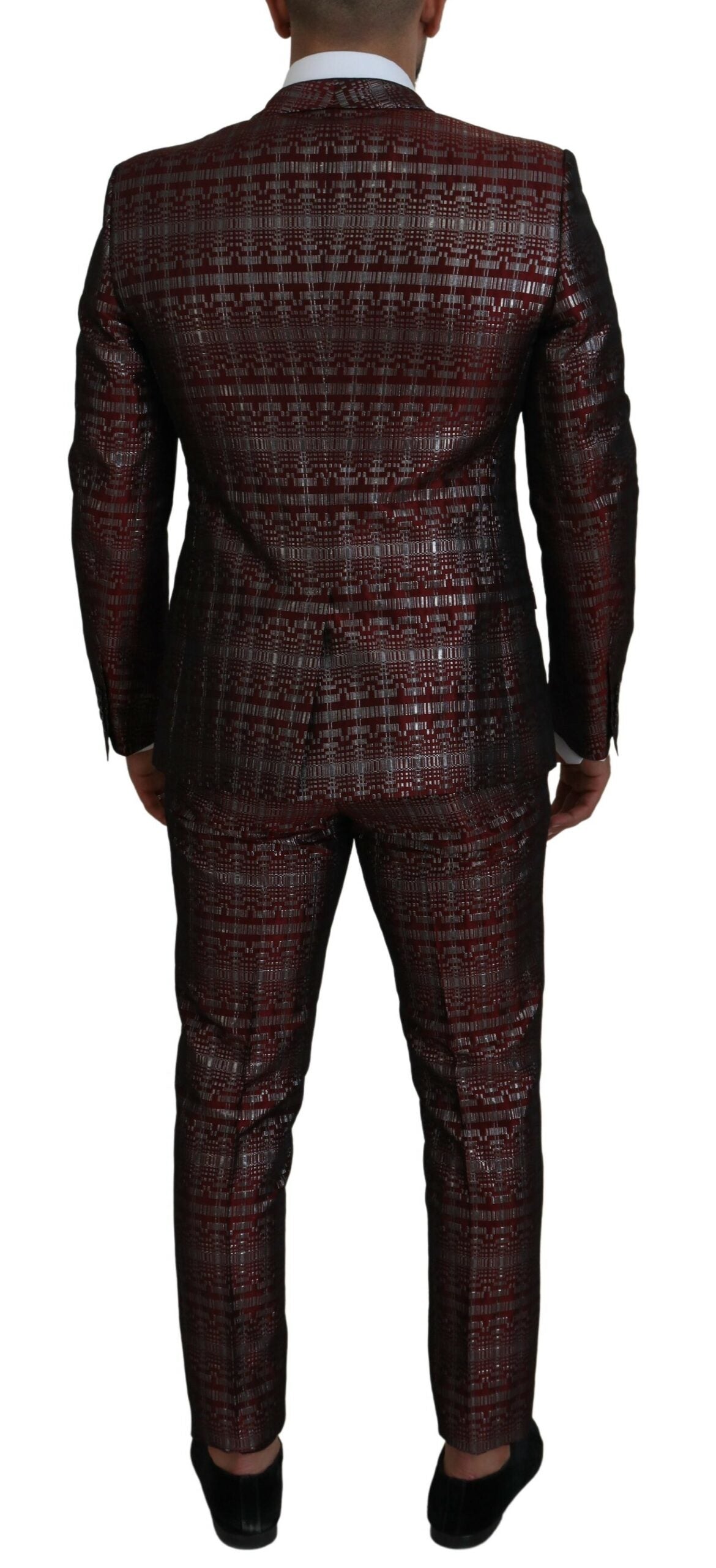Dolce & Gabbana Bordeaux Silver GOLD Slim Fit Suit Dolce & Gabbana
