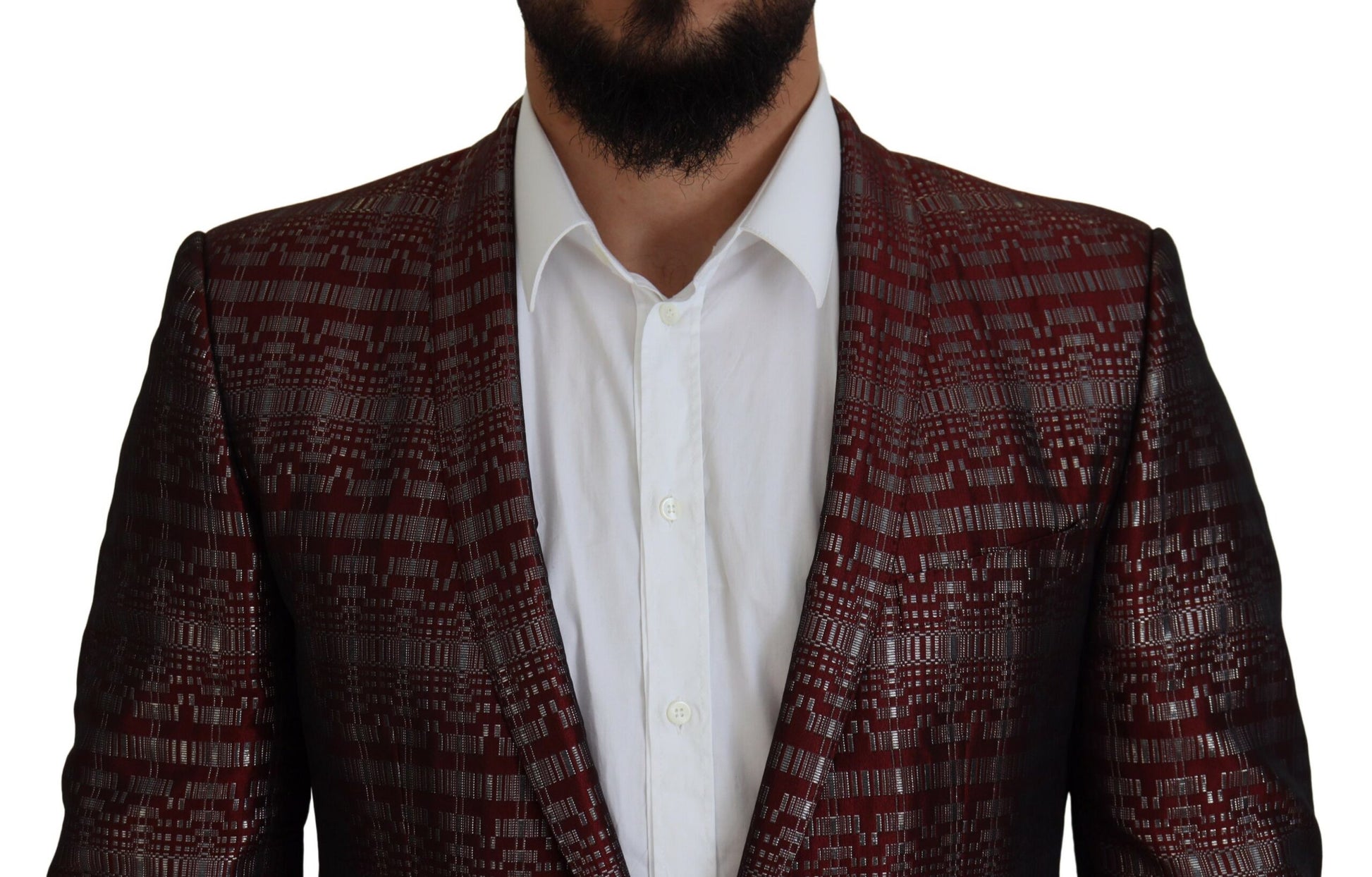 Dolce & Gabbana Bordeaux Silver GOLD Slim Fit Suit Dolce & Gabbana