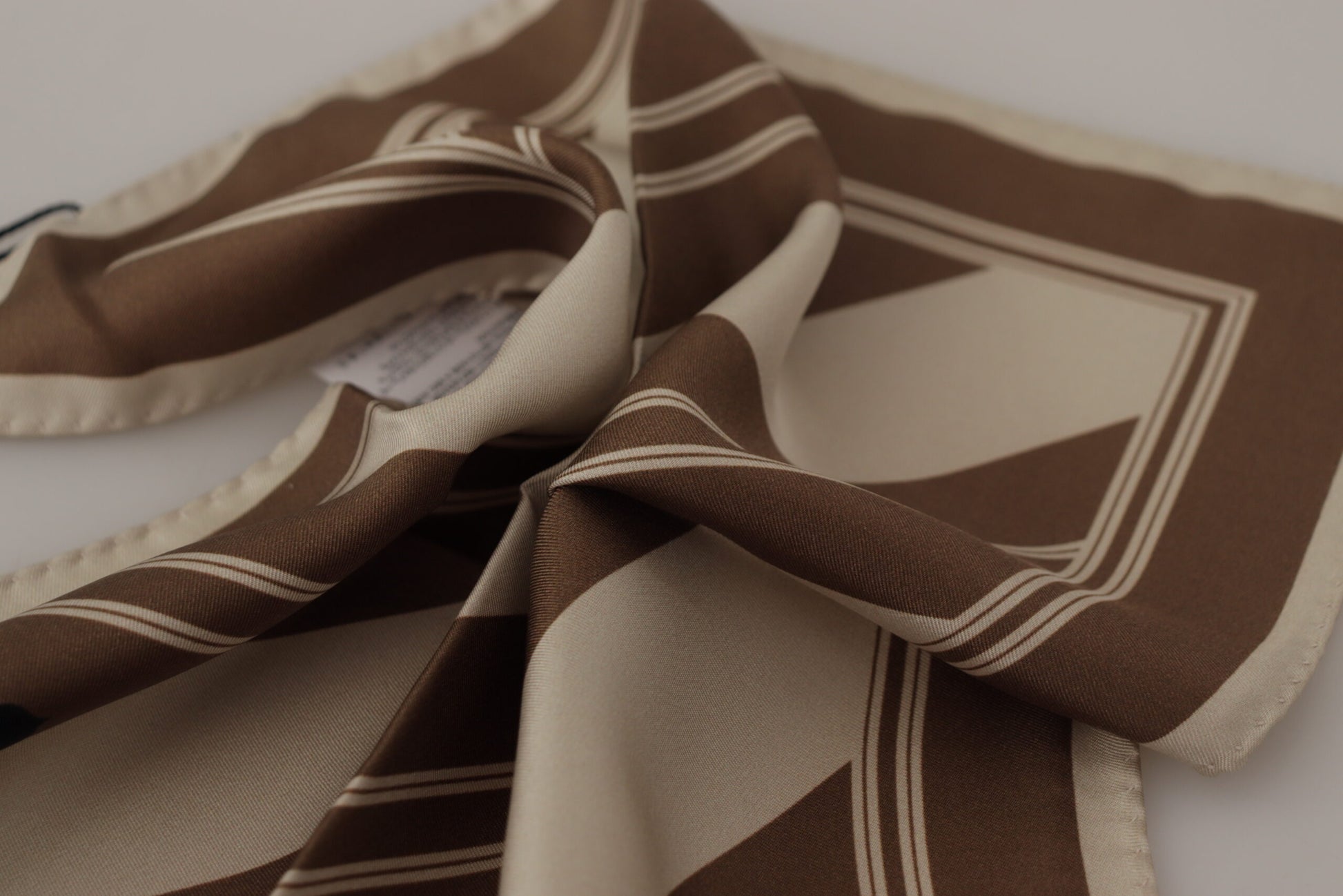 Dolce & Gabbana Brown Stripes DG Logo Square Mens Handkerchief Scarf Dolce & Gabbana