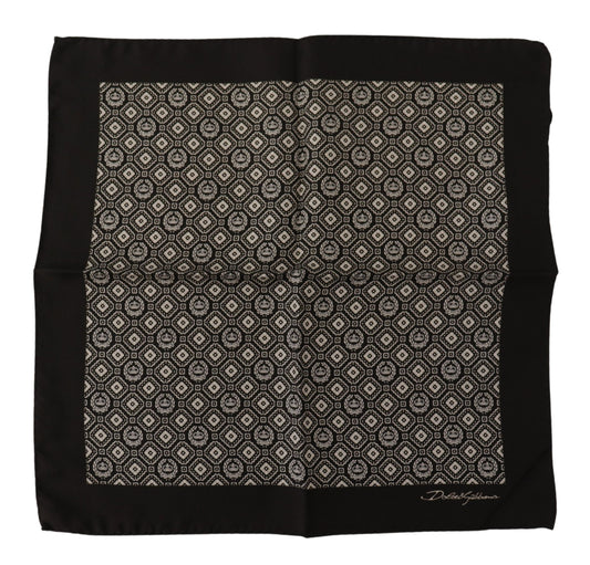 Dolce & Gabbana Black Patterned DG Logo Square Handkerchief Scarf Dolce & Gabbana