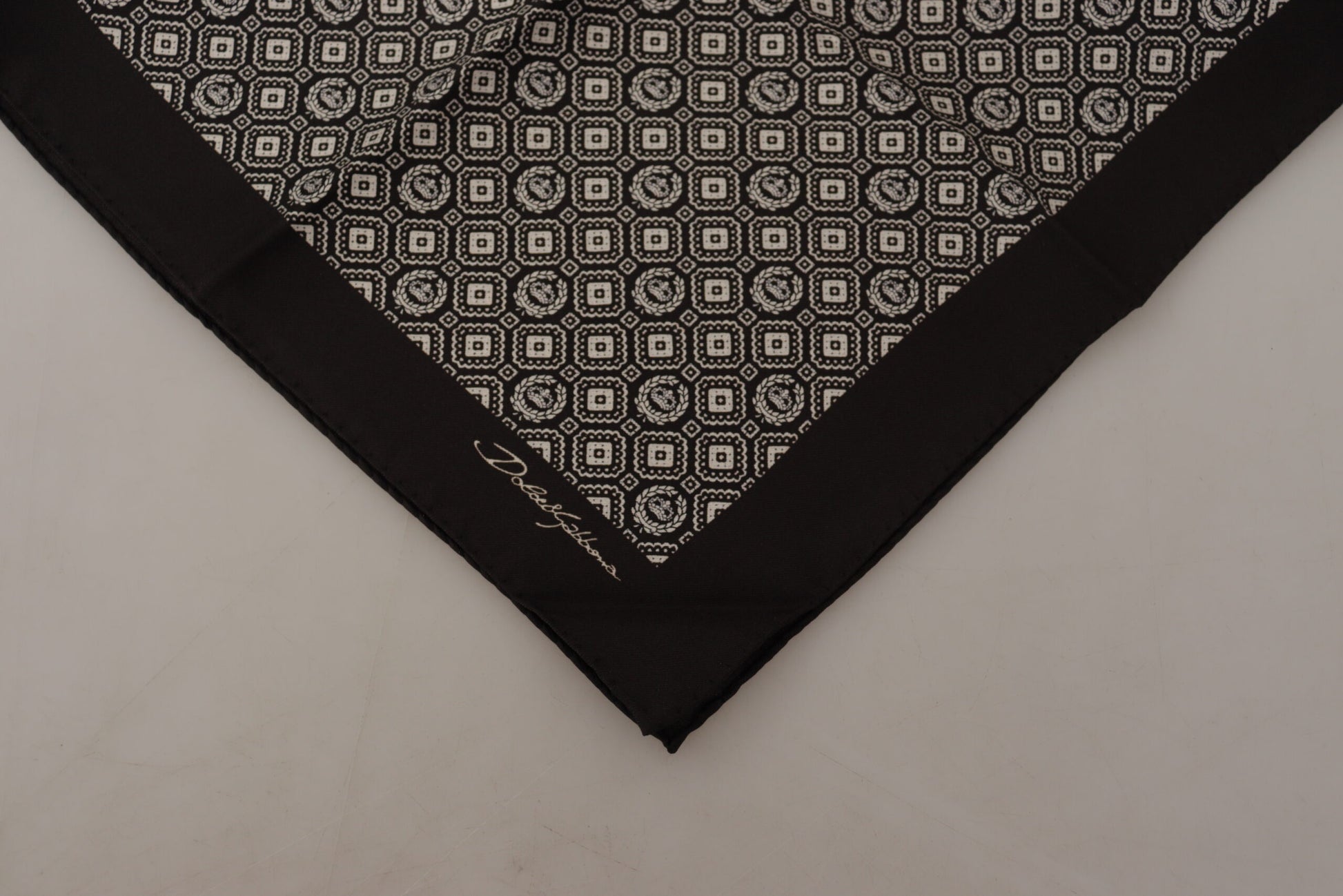 Dolce & Gabbana Black Patterned DG Logo Square Handkerchief Scarf Dolce & Gabbana