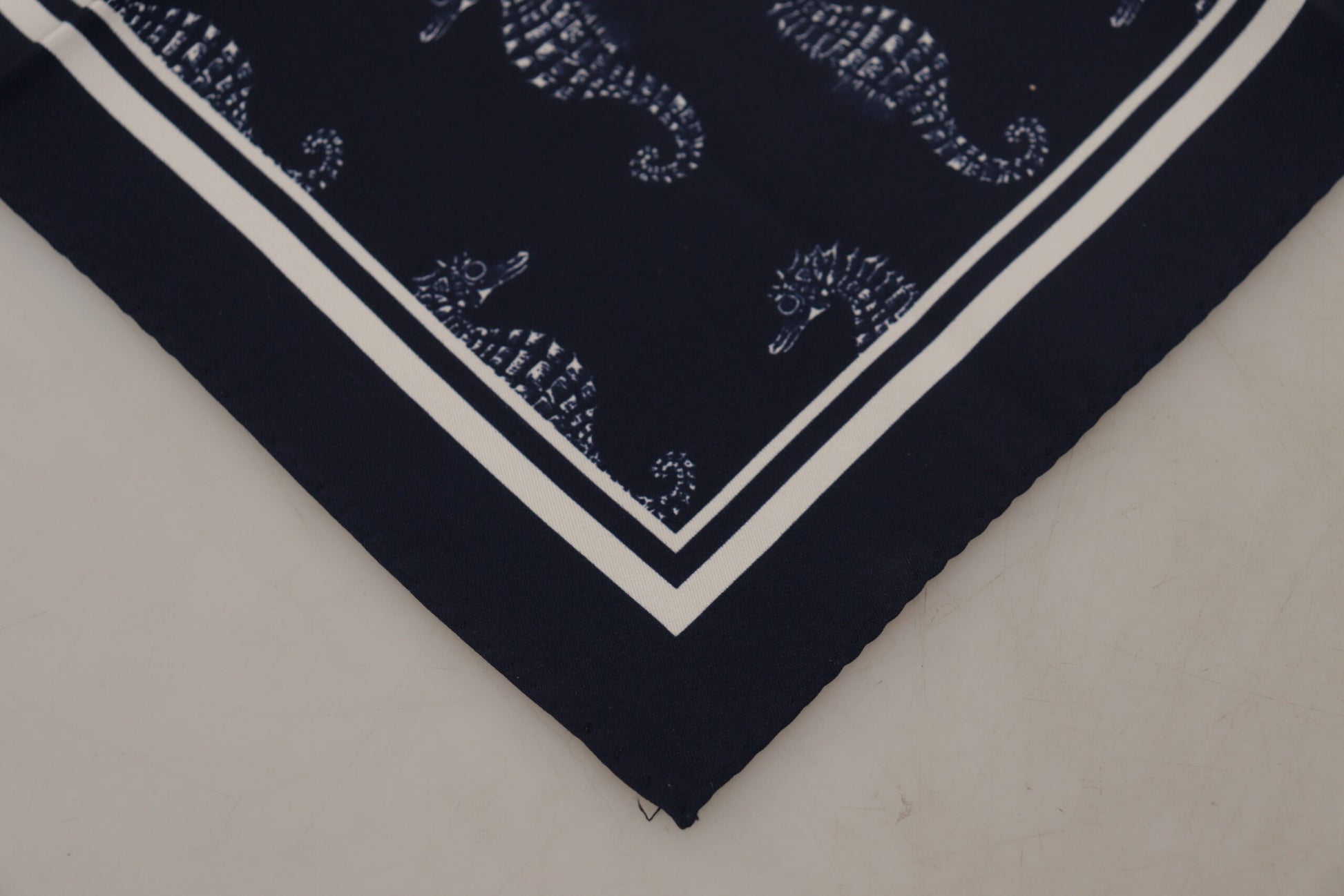 Dolce & Gabbana Blue Seahorse DG Printed Square Handkerchief Scarf Dolce & Gabbana