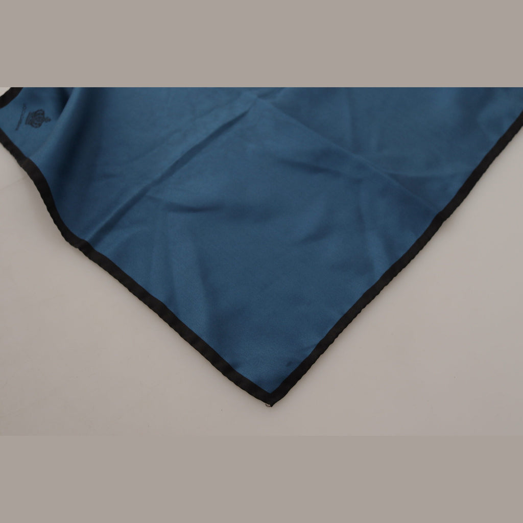 Dolce & Gabbana Black Blue DG Crown Printed Square Handkerchief Scarf