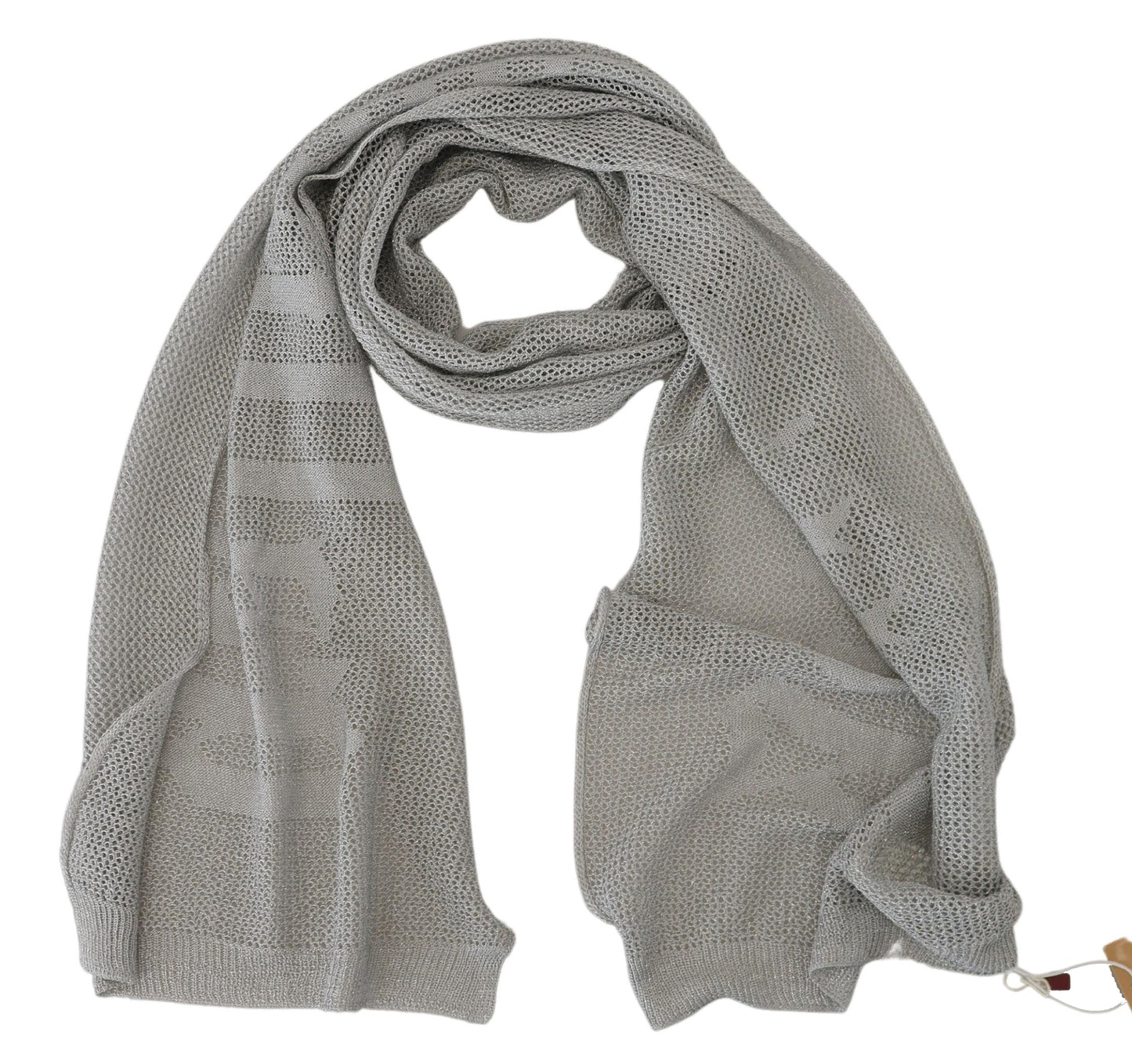 John Galliano Gray Logo Knitted Neck Wrap Shawl Foulard Scarf John Galliano