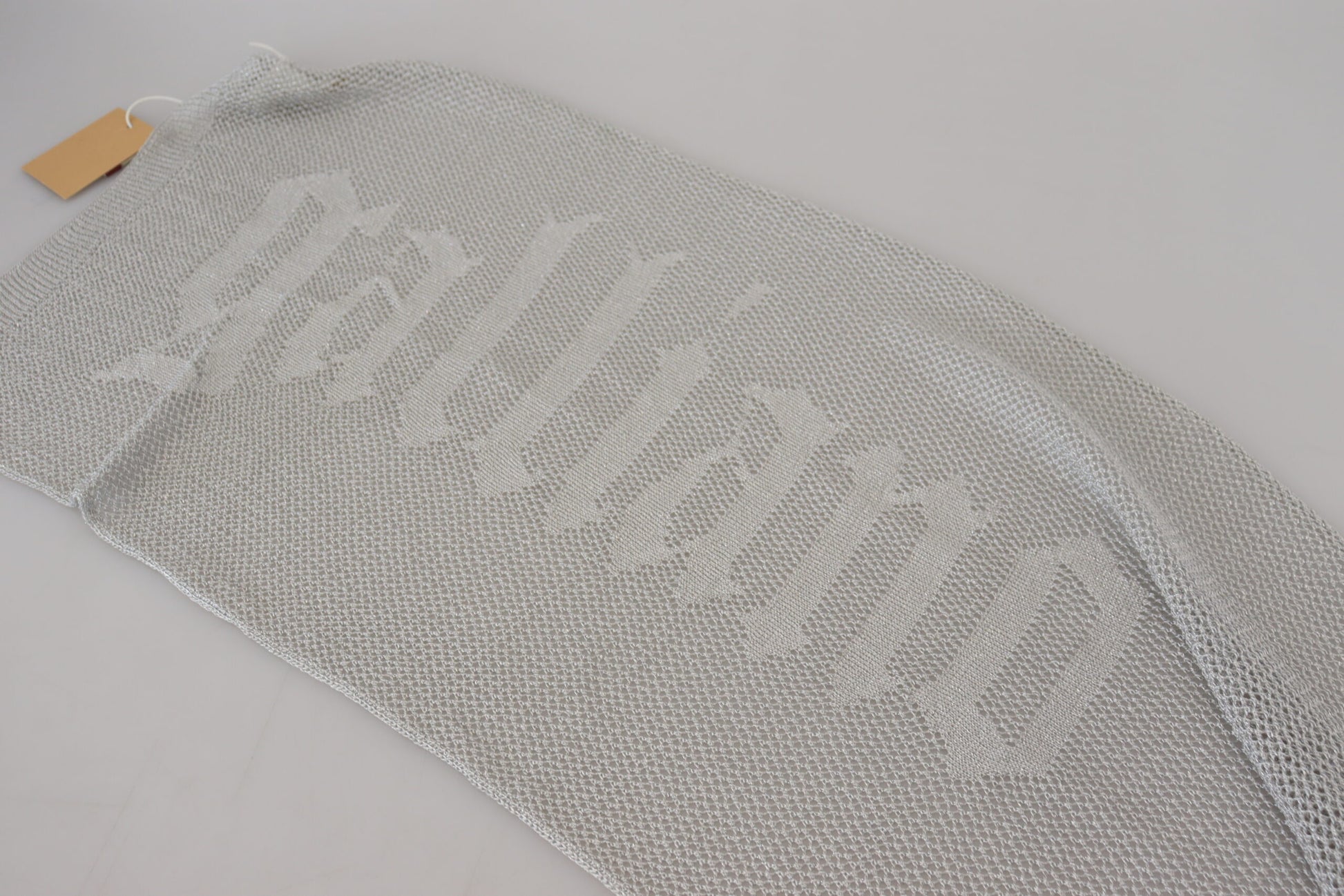 John Galliano Gray Logo Knitted Neck Wrap Shawl Foulard Scarf John Galliano