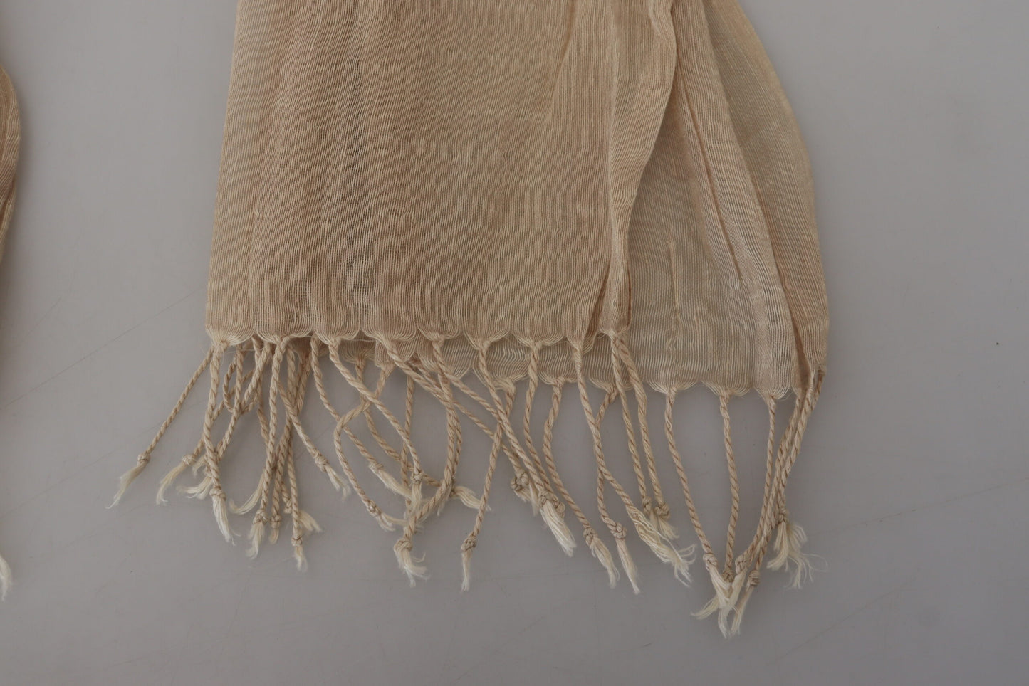 Costume National Beige Cotton Shawl Foulard Fringe Scarf Costume National