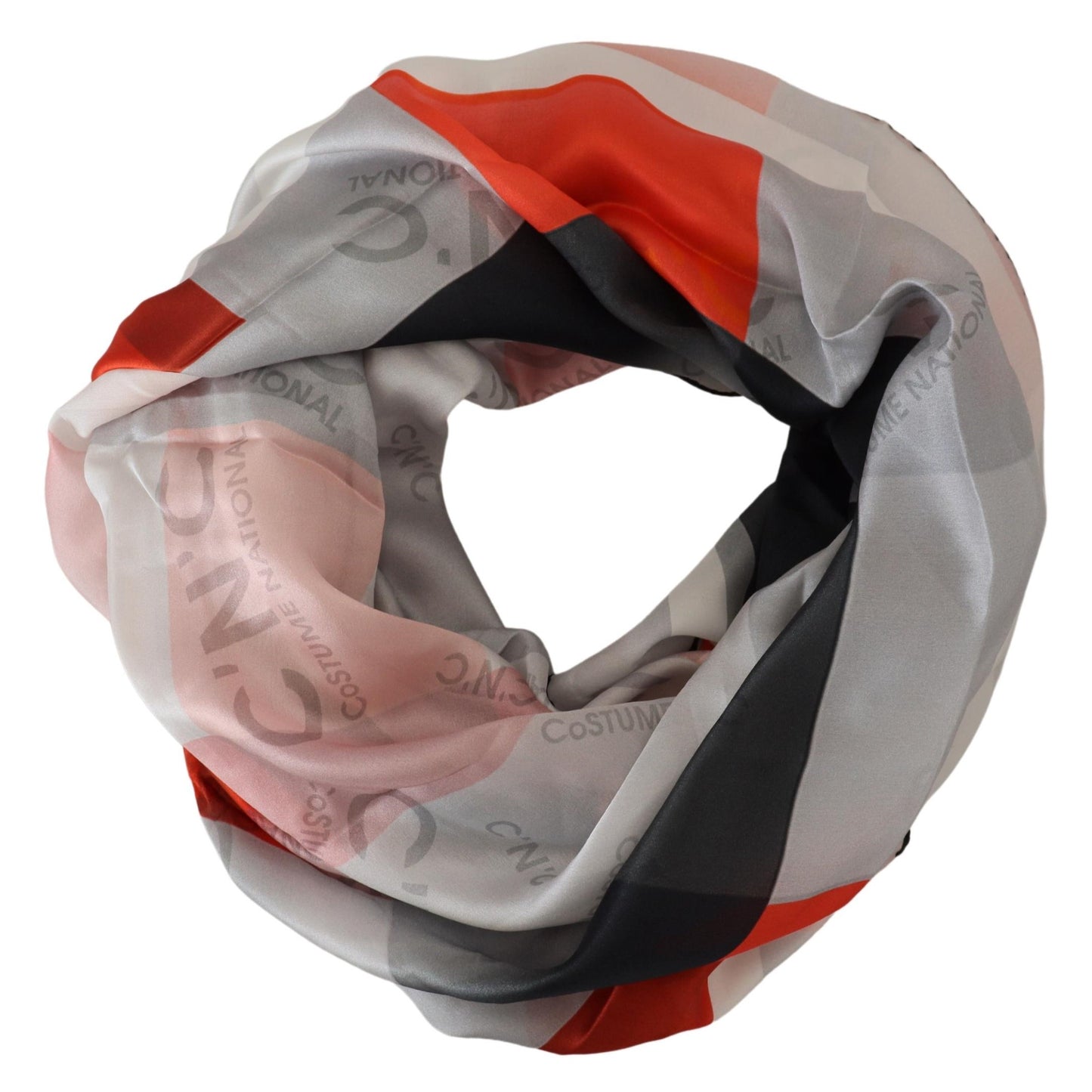 Costume National Gray Red Shawl Foulard Wrap Scarf Costume National
