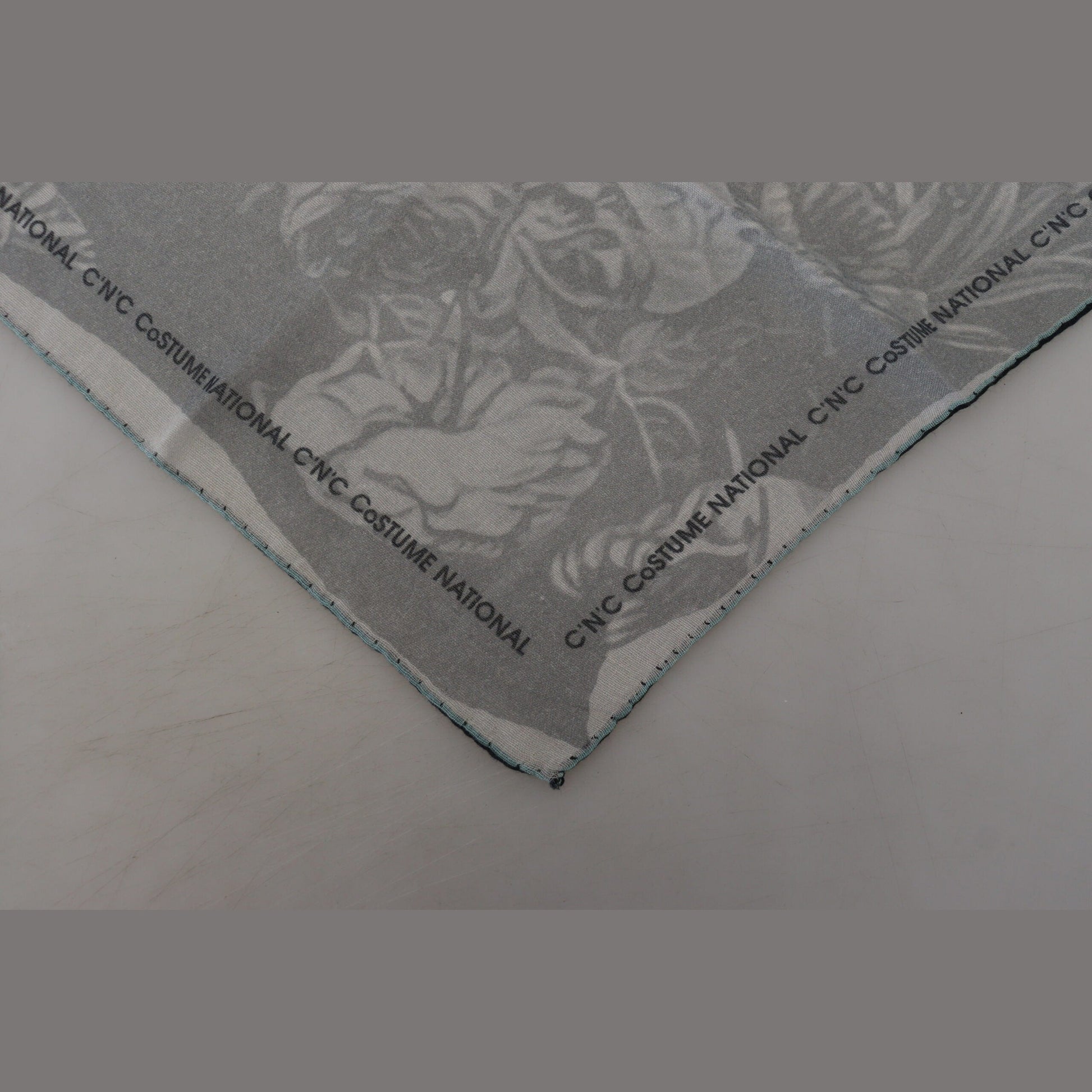 Costume National Gray Print Shawl Foulard Branded Scarf