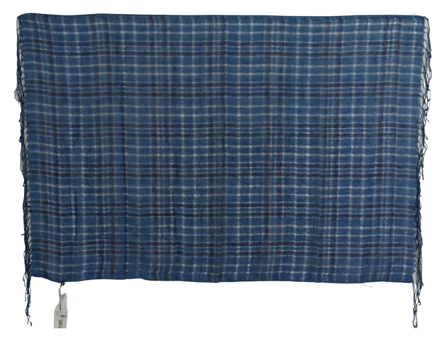 Costume National Blue Linen Shawl Foulard Fringes Scarf Costume National