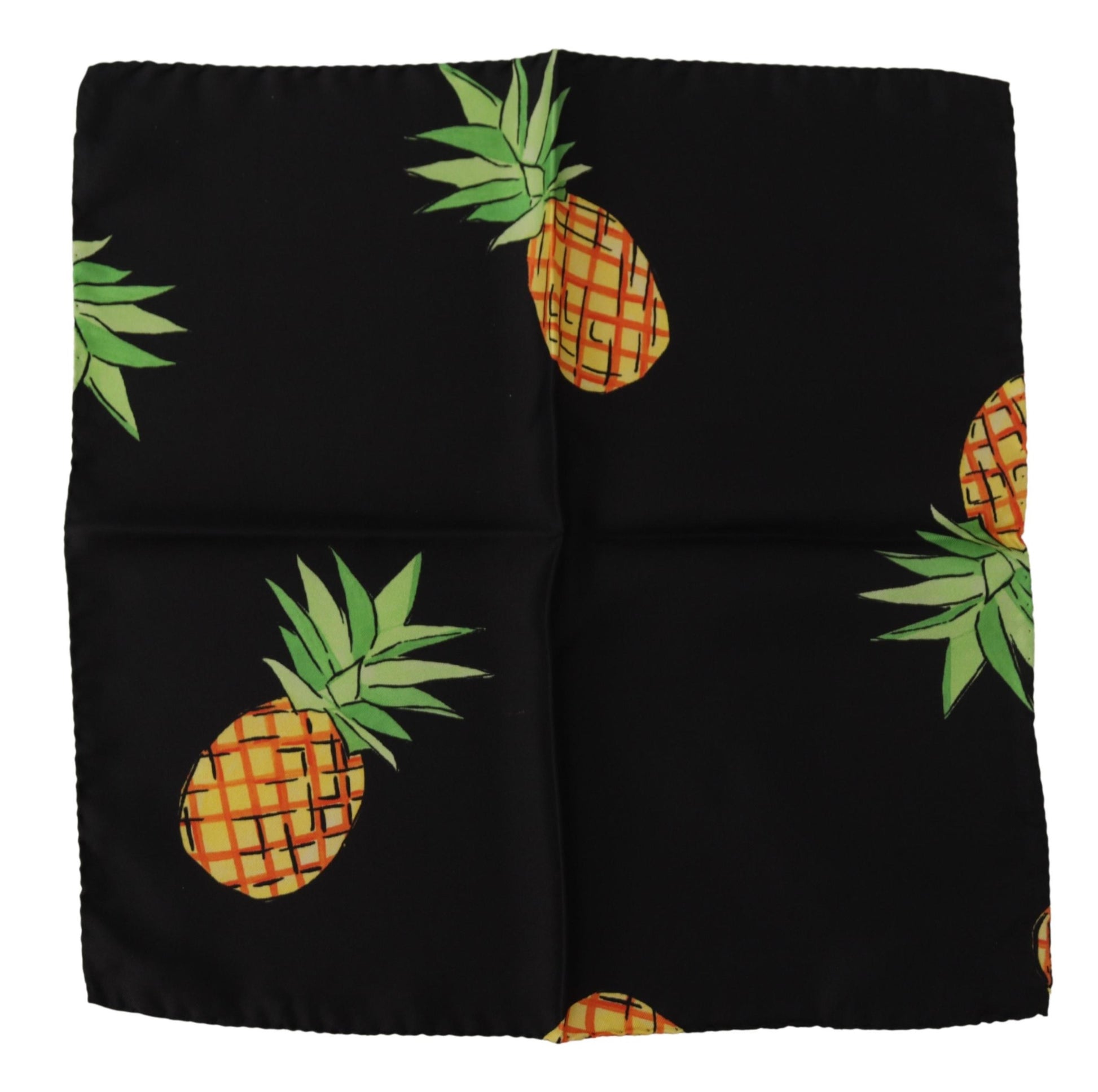 Dolce & Gabbana Black Pineapple Printed Square Handkerchief Scarf Dolce & Gabbana