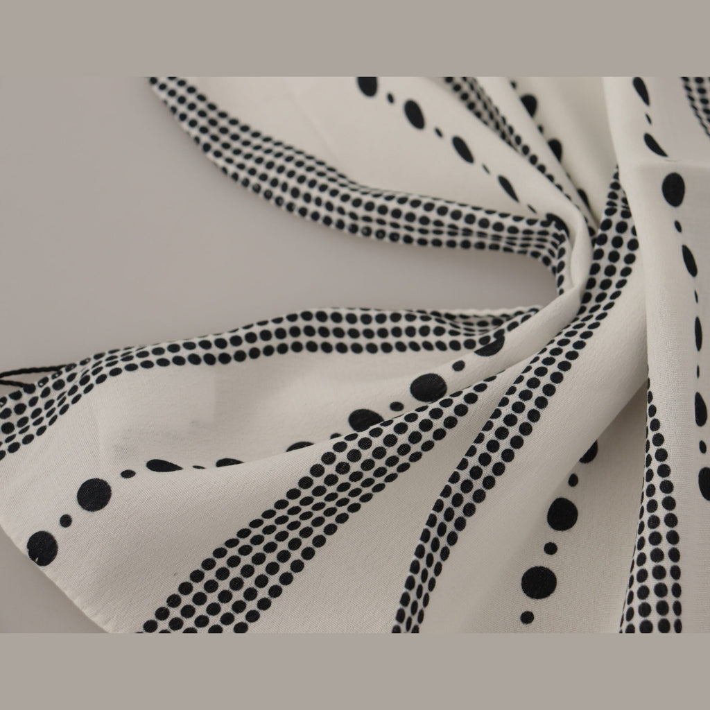 Dolce & Gabbana White Dotted Stripes Square Handkerchief Viscose Scarf