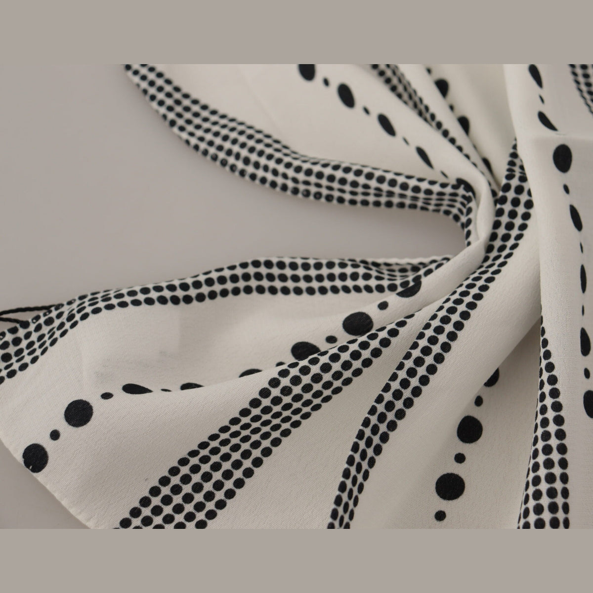 Dolce & Gabbana White Dotted Stripes Square Handkerchief Viscose Scarf