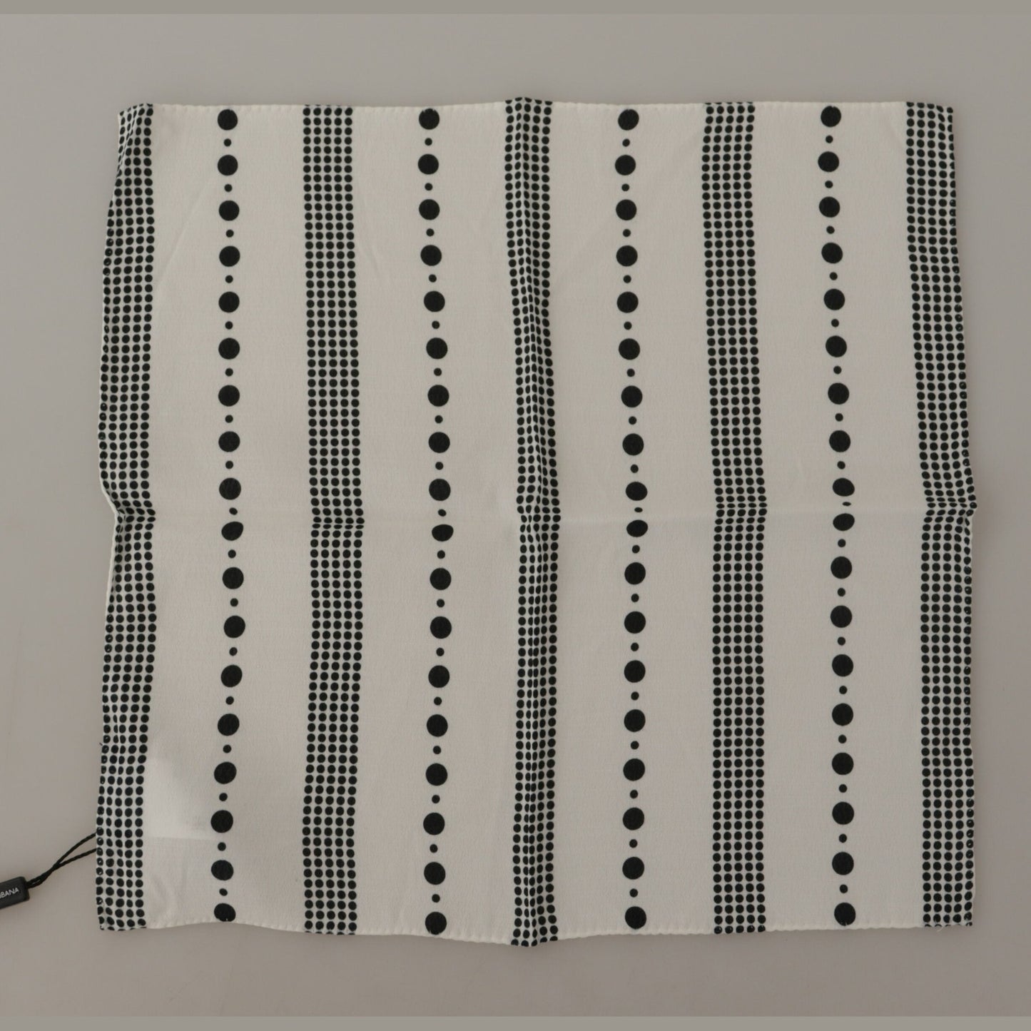 Dolce & Gabbana White Dotted Stripes Square Handkerchief Viscose Scarf
