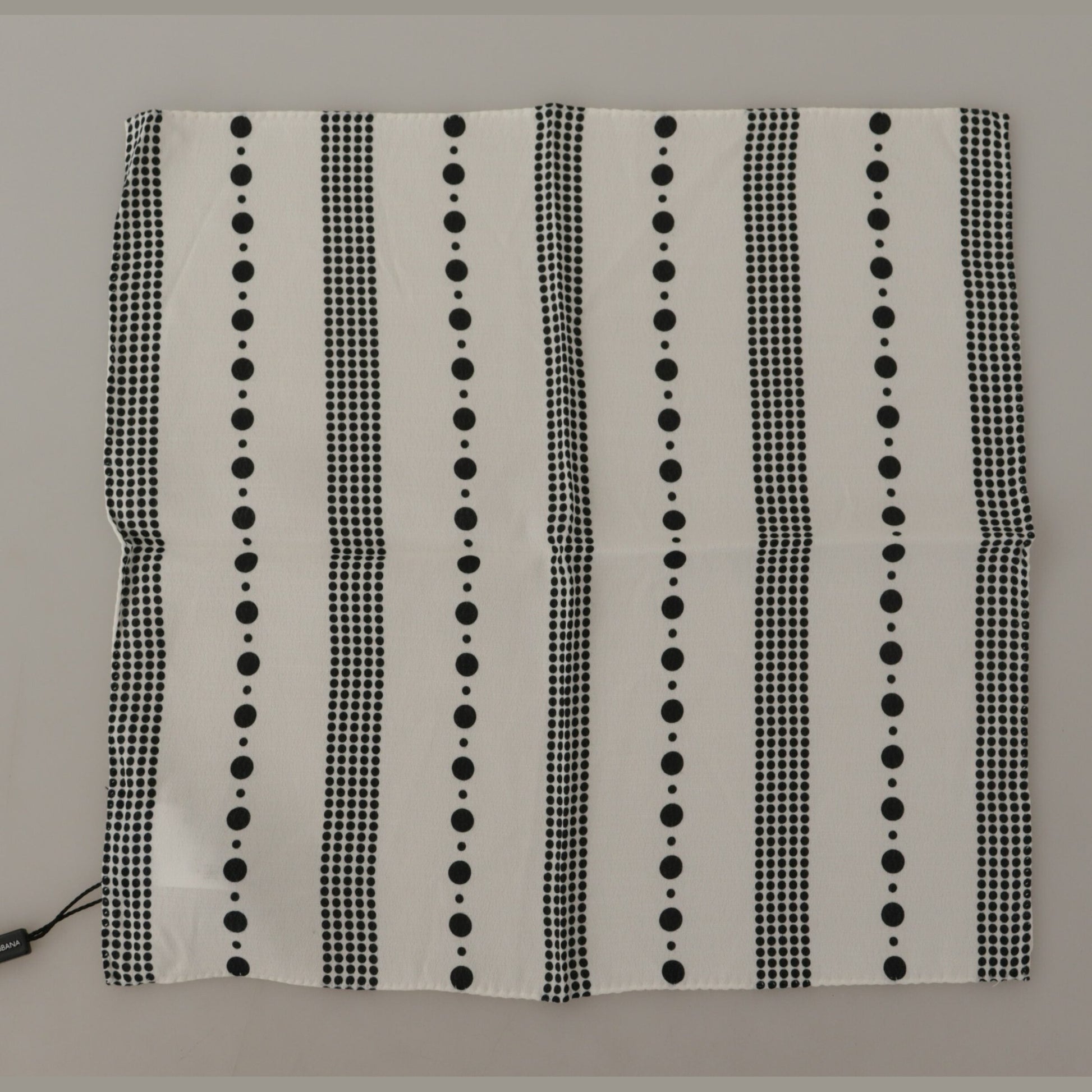 Dolce & Gabbana White Dotted Stripes Square Handkerchief Viscose Scarf