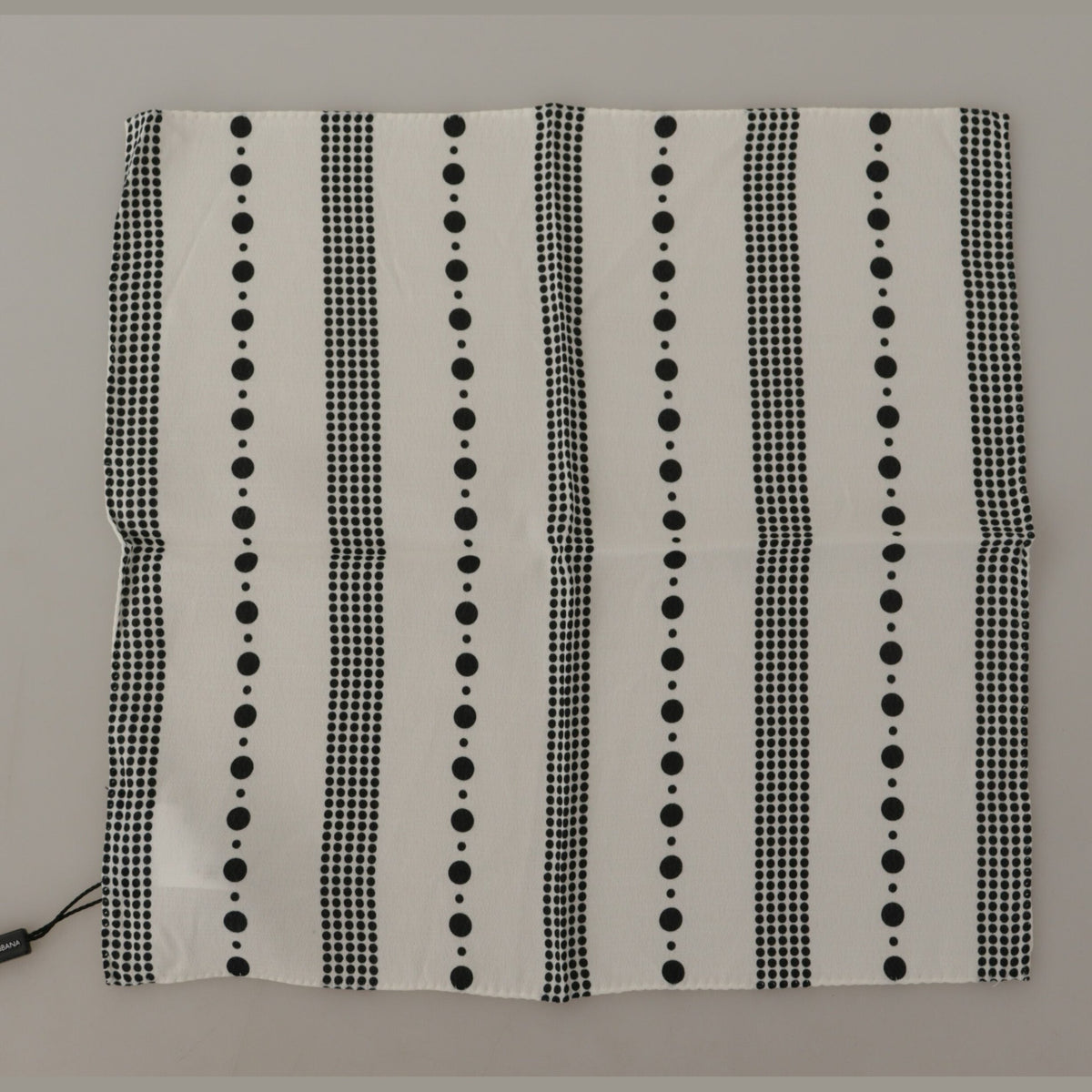 Dolce & Gabbana White Dotted Stripes Square Handkerchief Viscose Scarf