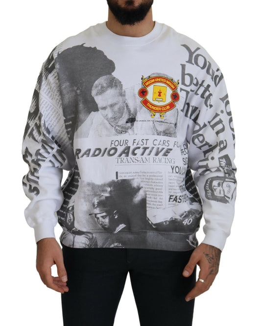 MSGM White Cotton Crewneck Pullover Sweatshirt Sweater MSGM