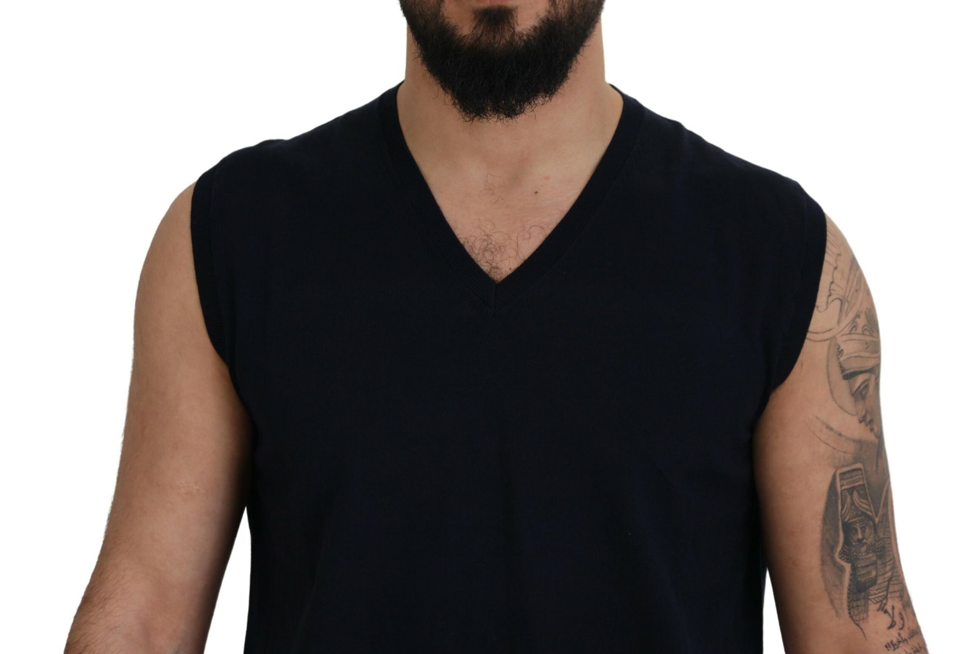 Paolo Pecora Milano Black Cotton V-neck Sleeveless Tank T-shirt Paolo Pecora Milano