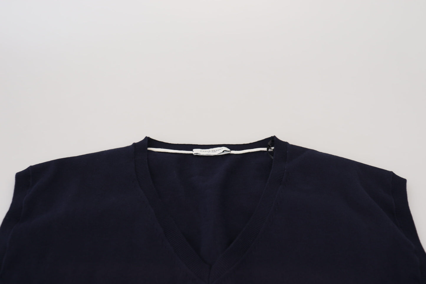 Paolo Pecora Milano Black Cotton V-neck Sleeveless Tank T-shirt Paolo Pecora Milano
