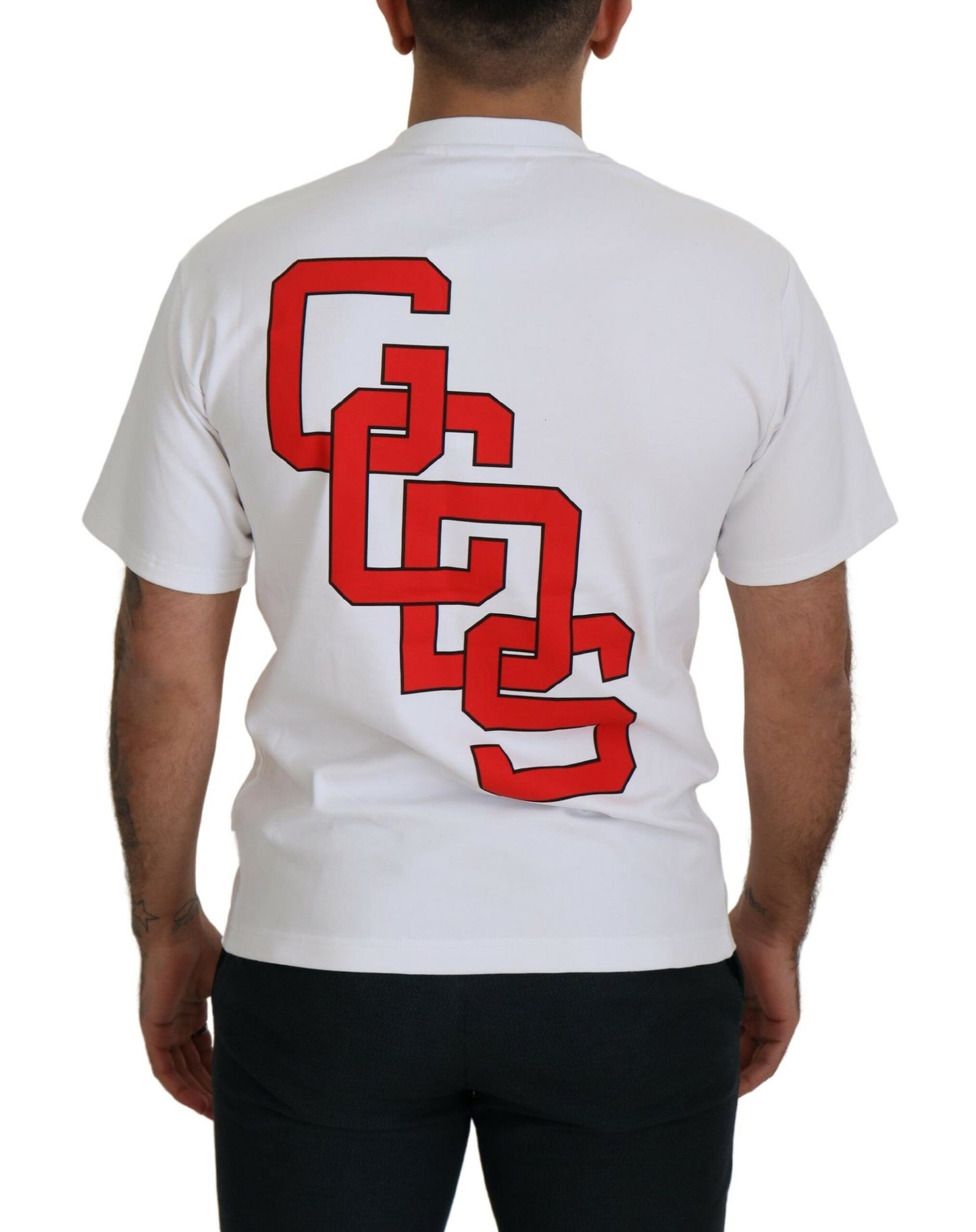 GCDS White Logo Print Cotton Short Sleeves T-shirt GCDS