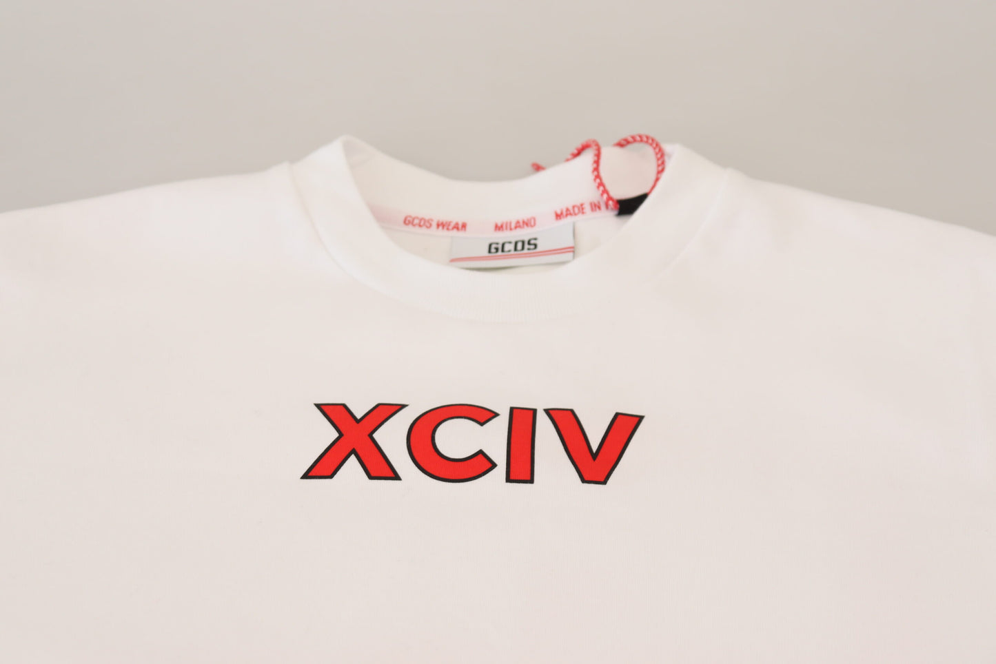 GCDS White Logo Print Cotton Short Sleeves T-shirt GCDS