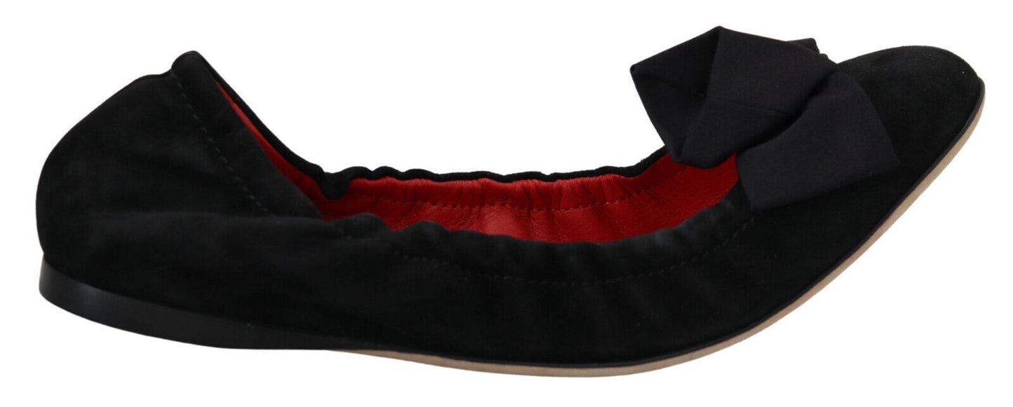 Dolce & Gabbana Black Suede Flat Slip On Ballet Shoes Dolce & Gabbana