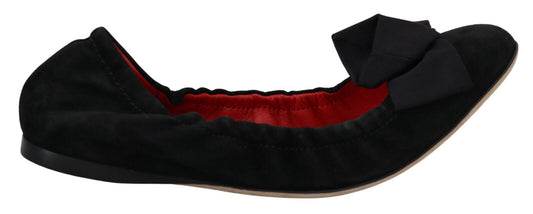 Dolce & Gabbana Black Suede Flat Slip On Ballet Shoes Dolce & Gabbana