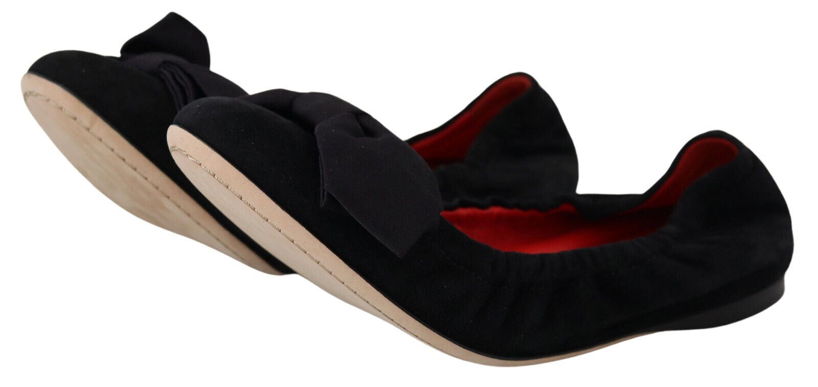Dolce & Gabbana Black Suede Flat Slip On Ballet Shoes Dolce & Gabbana