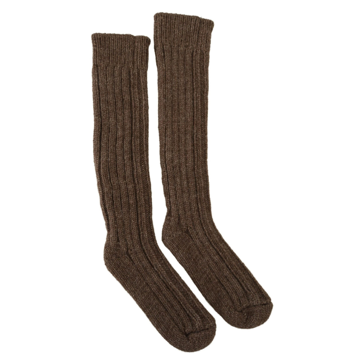 Dolce & Gabbana Brown Wool Knit Calf Long Women Socks